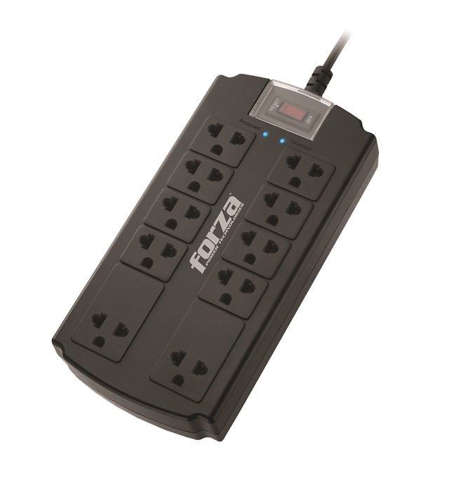 Forza Power Technologies - Surge suppressor - AC 110/220 V - 10 Tomas de Corriente - Material retardador de llama - Interruptor automático de sobrecarga-2