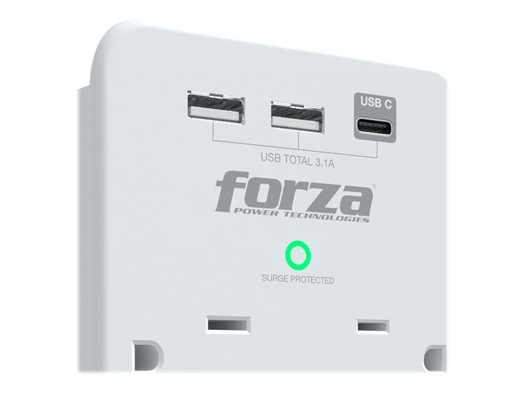 Forza FWT-631USBC - Protector contra sobretensiones (montaje en pared) - CA 125 V - 1875 vatios - conectores de salida: 6 - blanco-13