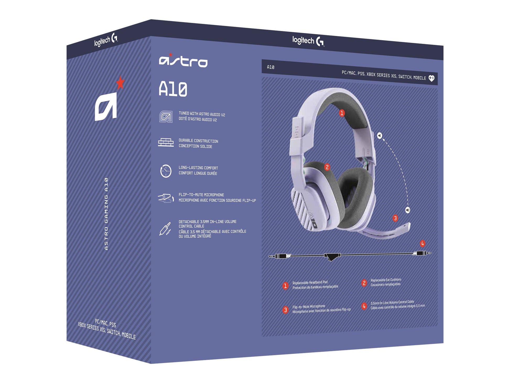 ASTRO Gaming A10 Gen 2 - Auricular - tamaño completo - cableado - lila-14