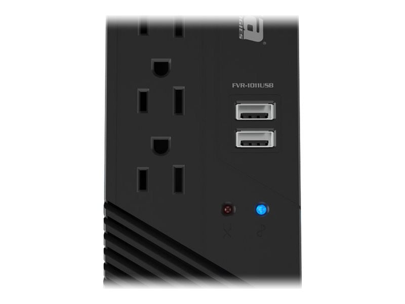 Forza FVR Series FVR-1011USB - Regulador automático de voltaje - CA 115 V - 500 vatios - 1000 VA - conectores de salida: 4 - negro-9