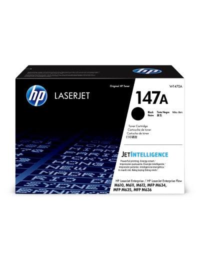 HP 147A - Negro - original - LaserJet - cartucho de tóner (W1470A) - para LaserJet Enterprise MFP M634; LaserJet Enterprise Flow MFP M634, MFP M635, MFP M636-4