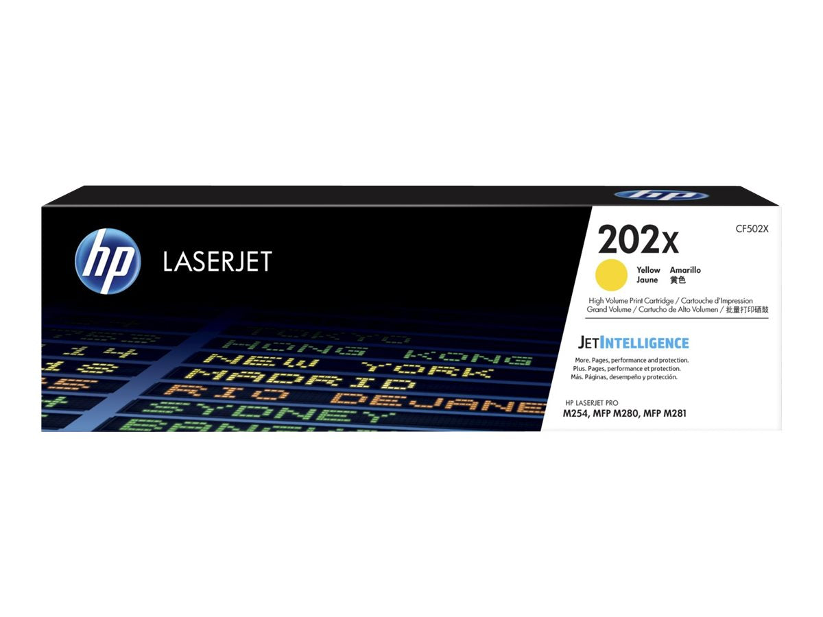 HP 202X - Alto rendimiento - amarillo - original - LaserJet - cartucho de tóner (CF502X) - para Color LaserJet Pro M254dw, M254nw, MFP M280nw, MFP M281cdw, MFP M281fdn, MFP M281fdw-4