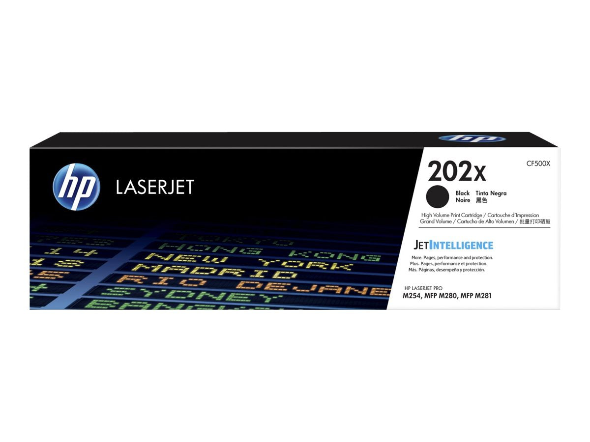 HP 202X - Alto rendimiento - negro - original - LaserJet - cartucho de tóner (CF500X) - para Color LaserJet Pro M254dw, M254nw, MFP M280nw, MFP M281cdw, MFP M281fdn, MFP M281fdw-2