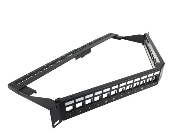 Nexxt Solutions Infrastructure - Patch panel - Cold-rolled steel - Black with silver extrusion - Angled Mod SH 24P 1U-6