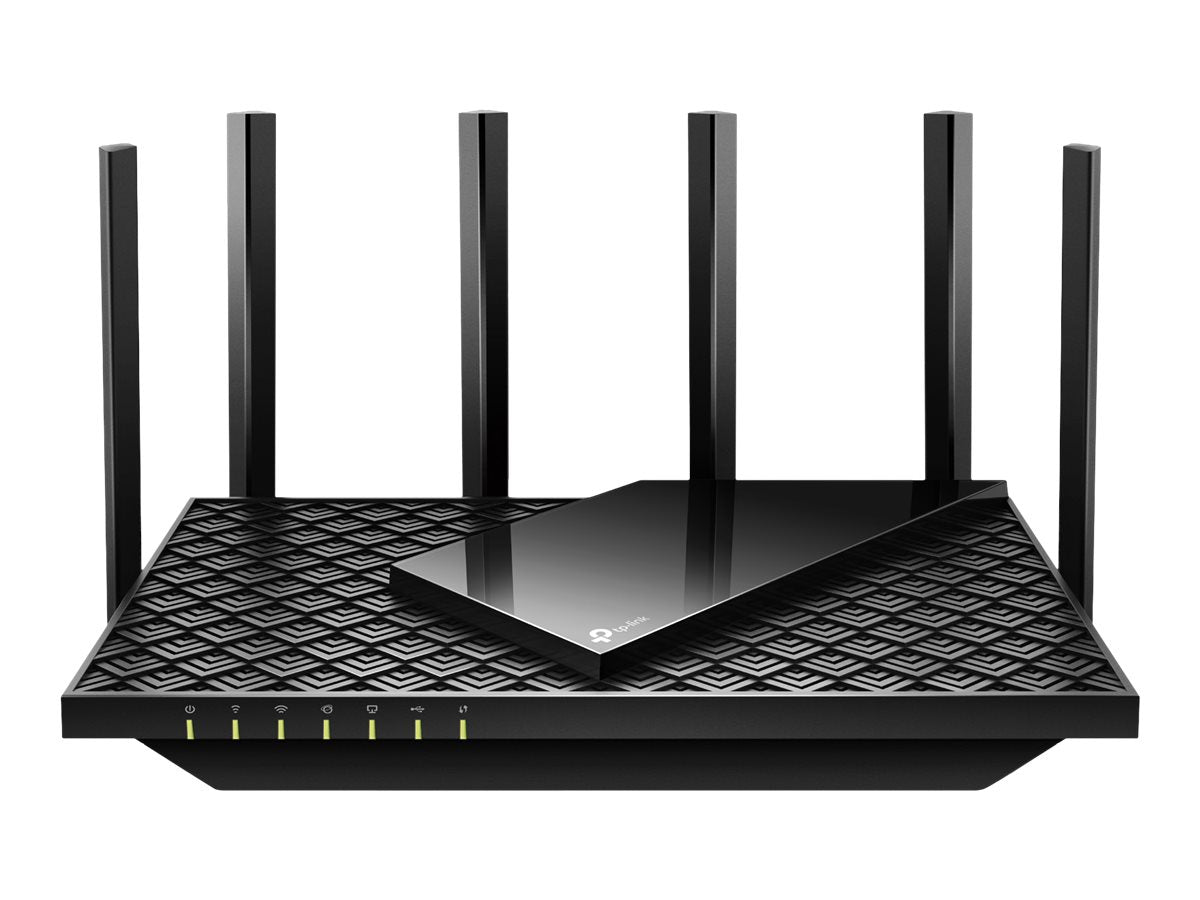 TP-LINK Archer AX73 - V1 - - enrutador inalámbrico - conmutador de 4 puertos - 1GbE - Wi-Fi 6 - Doble banda - hasta 5.4Gbps - Estructura 4T4R y HE160 en la banda 5GHz que permite una conexión ultrarrápida de 4.8 Gbps - 6 potentes antenas - Entrada USB 3.0-3