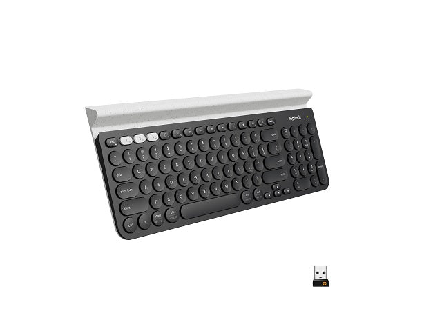 Logitech - Keyboard - Wireless - Spanish - 2.4 GHz / Bluetooth - Ergonomic Design - Black (keyboard) / Black and white-2