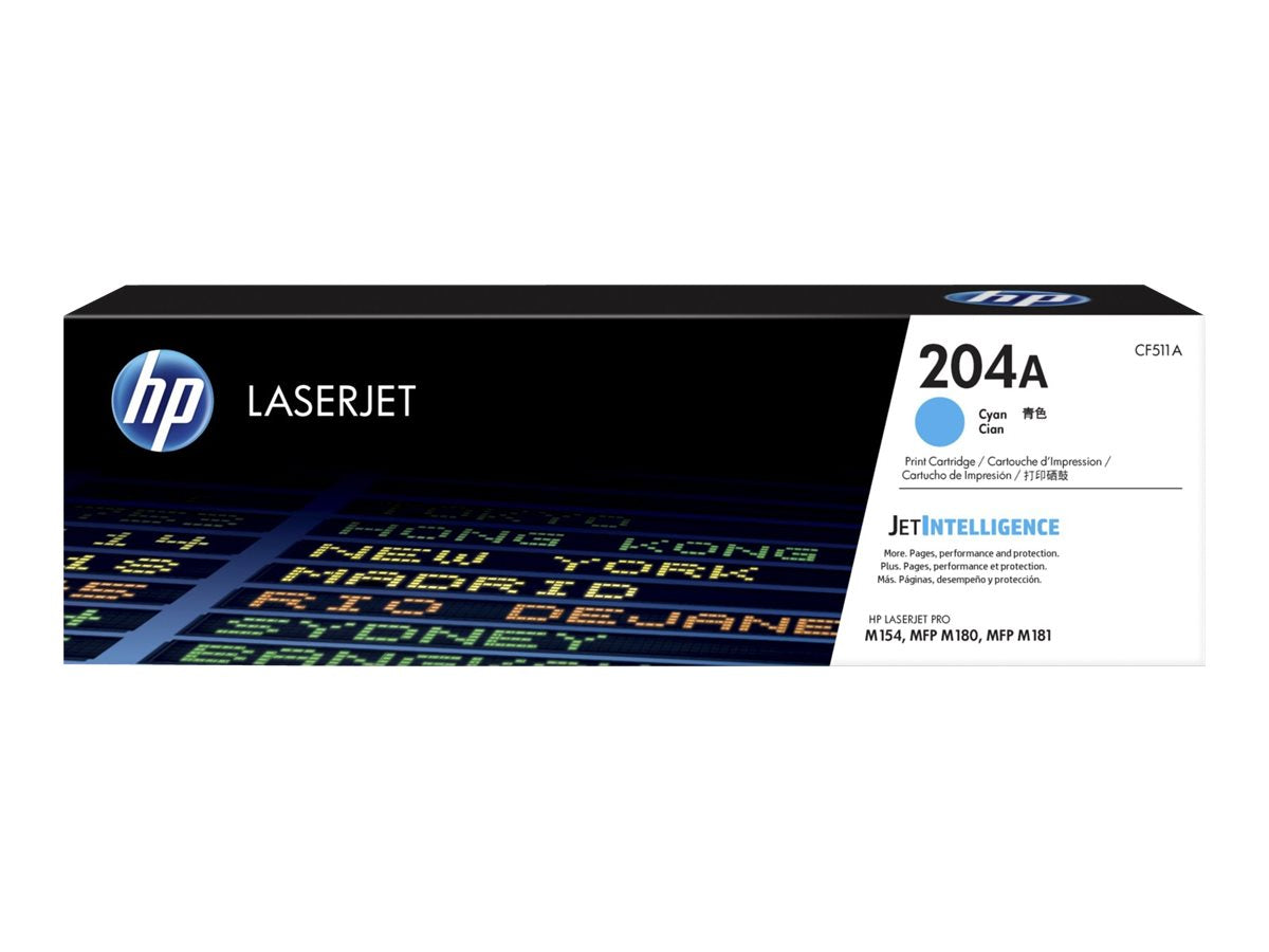 HP 204A - Cián - original - LaserJet - cartucho de tóner (CF511A) - para Color LaserJet Pro M154a, M154nw, MFP M180n, MFP M180nw-1