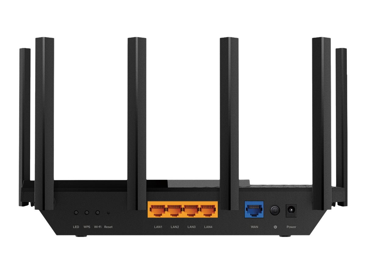 TP-LINK Archer AX73 - V1 - - enrutador inalámbrico - conmutador de 4 puertos - 1GbE - Wi-Fi 6 - Doble banda - hasta 5.4Gbps - Estructura 4T4R y HE160 en la banda 5GHz que permite una conexión ultrarrápida de 4.8 Gbps - 6 potentes antenas - Entrada USB 3.0-5