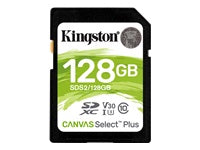 Kingston Canvas Select Plus - Tarjeta de memoria flash - 128 GB - Video Class V30 / UHS-I U3 / Class10 - SDXC UHS-I-2