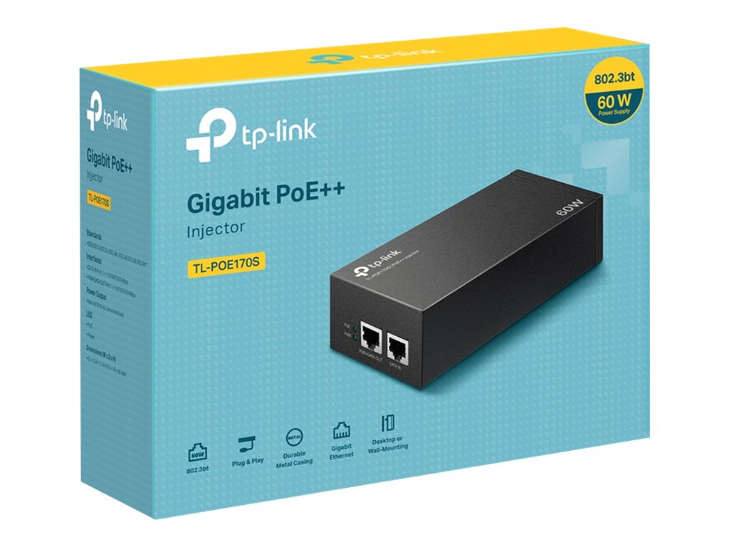 TP-Link TL-POE170S V1 - Inyector de corriente - CA 100-240 V - 60 vatios - conectores de salida: 1-5