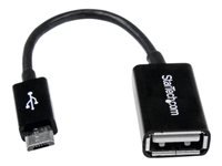 StarTech.com Cable Adaptador de 12cm Micro USB Macho a USB A Hembra OTG para Tablets Smartphones Teléfonos Inteligentes - Negro - Adaptador USB - USB (H) a Micro-USB tipo B (M) - USB 2.0 OTG - 12.7 cm - negro - para P/N: ST4300U3C1, ST4300U3C1B-3