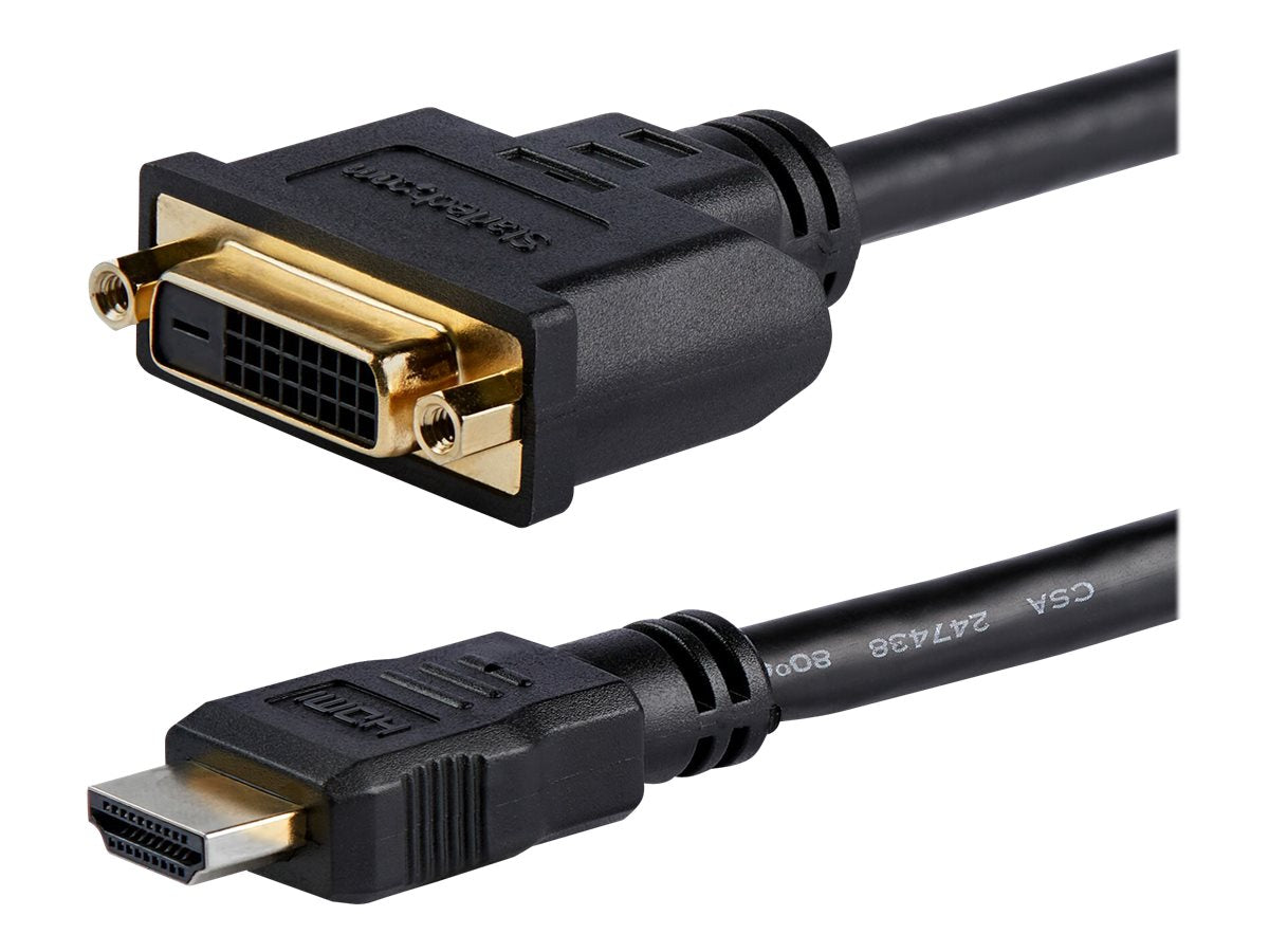 StarTech.com Adaptador de 20cm HDMI a DVI - DVI-D Hembra - HDMI Macho - Cable Conversor de Vídeo - Negro - Adaptador de vídeo - HDMI macho a DVI-D hembra - 20.32 cm - blindado - negro - para P/N: BNDDKT30CAHV, CDP2DVIMM2MB, DKT30CSDHPD, DKT30CSDHPD3, DP2D-17