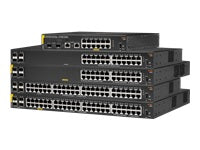HPE Aruba 6000 24G Class4 PoE 4SFP 370W Switch - Conmutador - Gestionado - 24 x 10/100/1000 (PoE+) + 4 x Gigabit SFP - flujo de aire de lado a lado - montaje en rack - PoE (370 W)-4