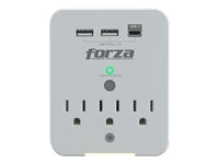 Forza FWT-331USBC - Protector contra sobretensiones (montaje en pared) - CA 125 V - 1875 vatios - conectores de salida: 3 - blanco-7