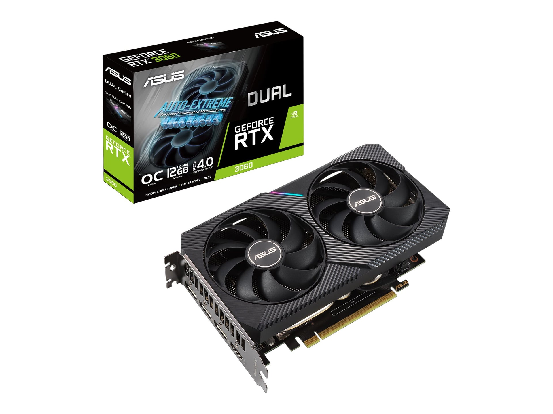 ASUS DUAL-RTX3060-O12G-V2 - OC Edition - tarjeta gráfica - GF RTX 3060 - 12 GB GDDR6 - PCIe 4.0 x16 - HDMI, 3 x DisplayPort