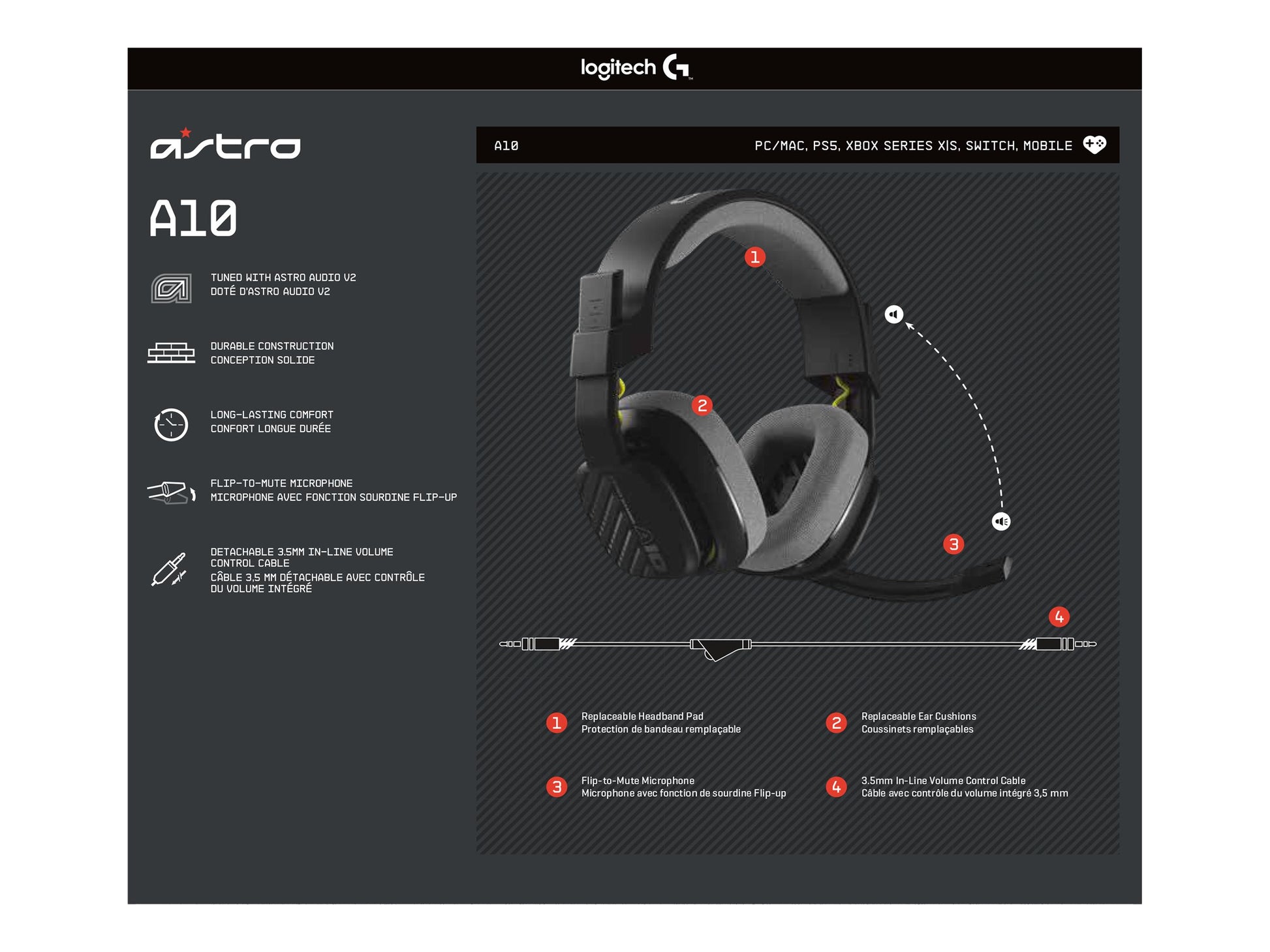 ASTRO Gaming A10 Gen 2 - Auricular - tamaño completo - cableado - negro-1