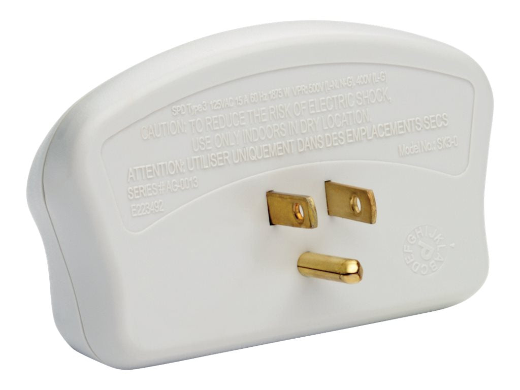 Eaton Tripp Lite Series Surge Protector Wallmount Direct Plug In 3 Outlet 660 Joules - Protector contra sobretensiones - 15 A - CA 120 V - 1875 vatios - conectores de salida: 3 - gris-9