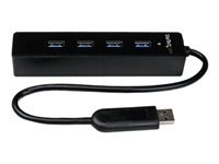 StarTech.com Adaptador Concentrador Hub Ladrón USB 3.0 Super Speed 4 Puertos Salidas Portátil para Laptop Ordenador - Negro - Hub - 4 x SuperSpeed USB 3.0 - sobremesa - para P/N: FCREADMICRO3, MSDREADU3CA-4