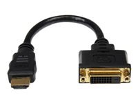 StarTech.com Adaptador de 20cm HDMI a DVI - DVI-D Hembra - HDMI Macho - Cable Conversor de Vídeo - Negro - Adaptador de vídeo - HDMI macho a DVI-D hembra - 20.32 cm - blindado - negro - para P/N: BNDDKT30CAHV, CDP2DVIMM2MB, DKT30CSDHPD, DKT30CSDHPD3, DP2D-10