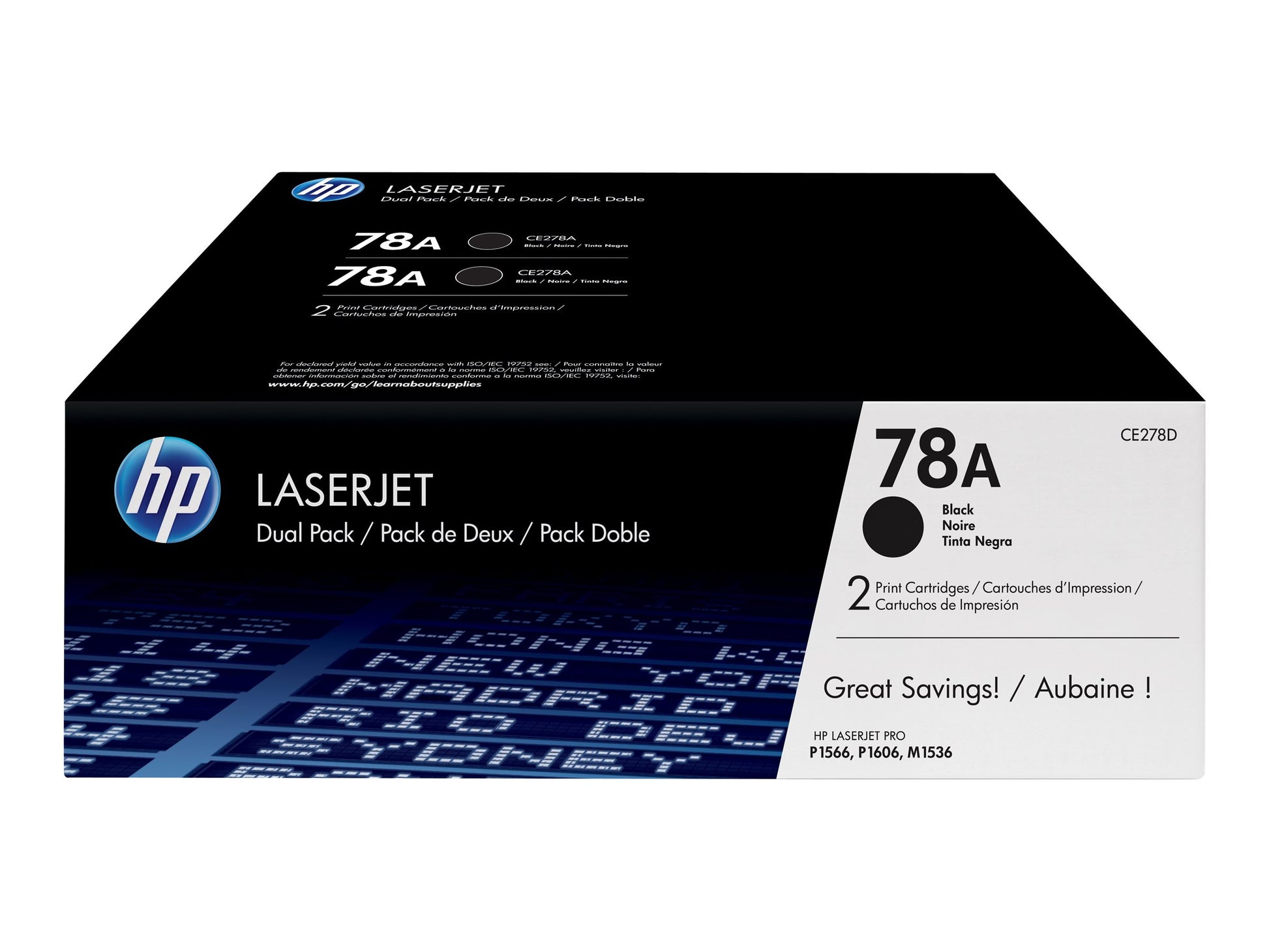 HP 78A - Paquete de 2 - negro - original - LaserJet - cartucho de tóner (CE278AD) - para LaserJet Pro M1536dnf, P1566, P1606DN-5