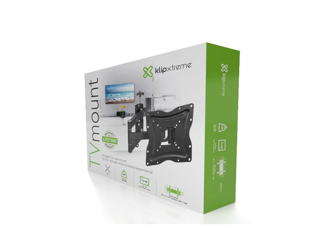 Klip Xtreme KPM-875 - Kit de montaje (placa de contacto, soporte para montaje en pared, brazo oscilante doble) - para pantalla plana - acero con recubrimiento en polvo - negro - tamaño de pantalla: 13"-46" - interfaz de montaje: hasta 400 x 400 mm - se pu-6
