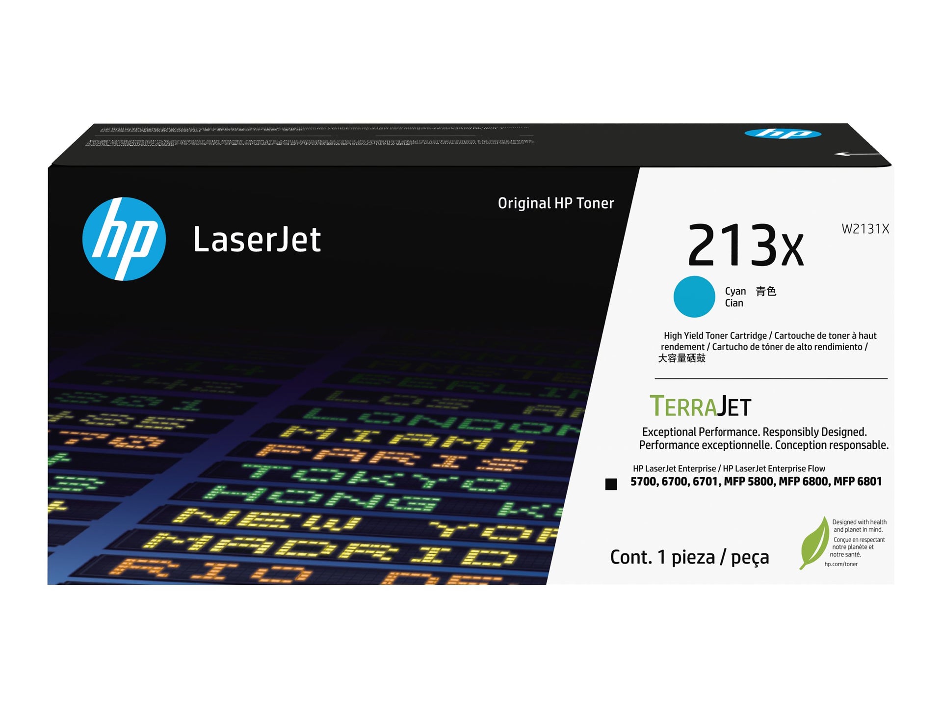 HP 213X - Alto rendimiento - cián - original - LaserJet - cartucho de tóner (W2131X) - para Color LaserJet Enterprise 6700, MFP 5800, MFP 6800; LaserJet Enterprise Flow MFP 6800