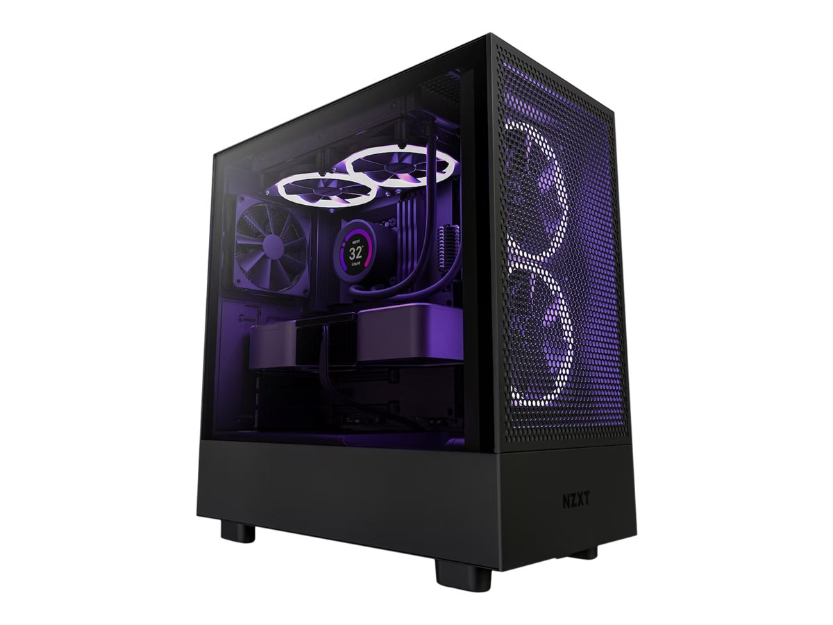 NZXT H series H5 Flow - Mid tower - placa ATX extendida - panel lateral con ventana (cristal templado) - sin fuente de alimentación - negro - USB/Audio-2