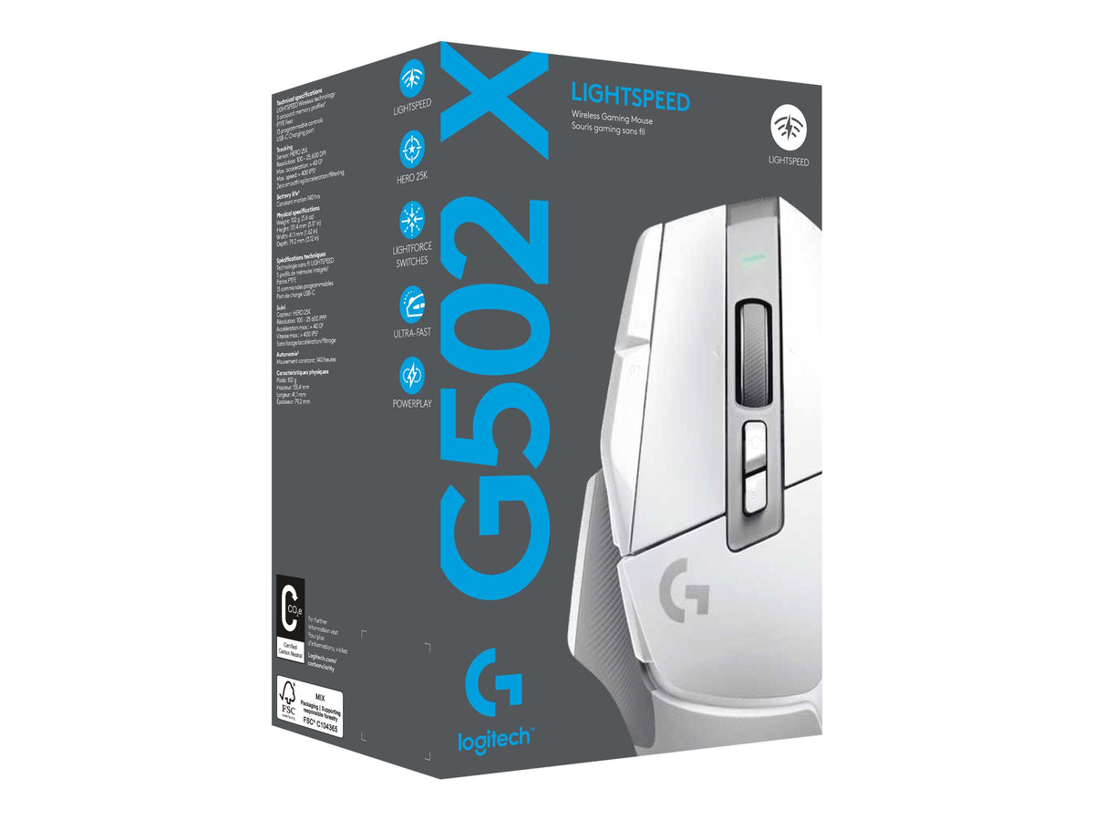 Logitech G G502 X LIGHTSPEED - Ratón - óptico - inalámbrico - 2.4 GHz - receptor USB de Logitech LIGHTSPEED - blanco-13