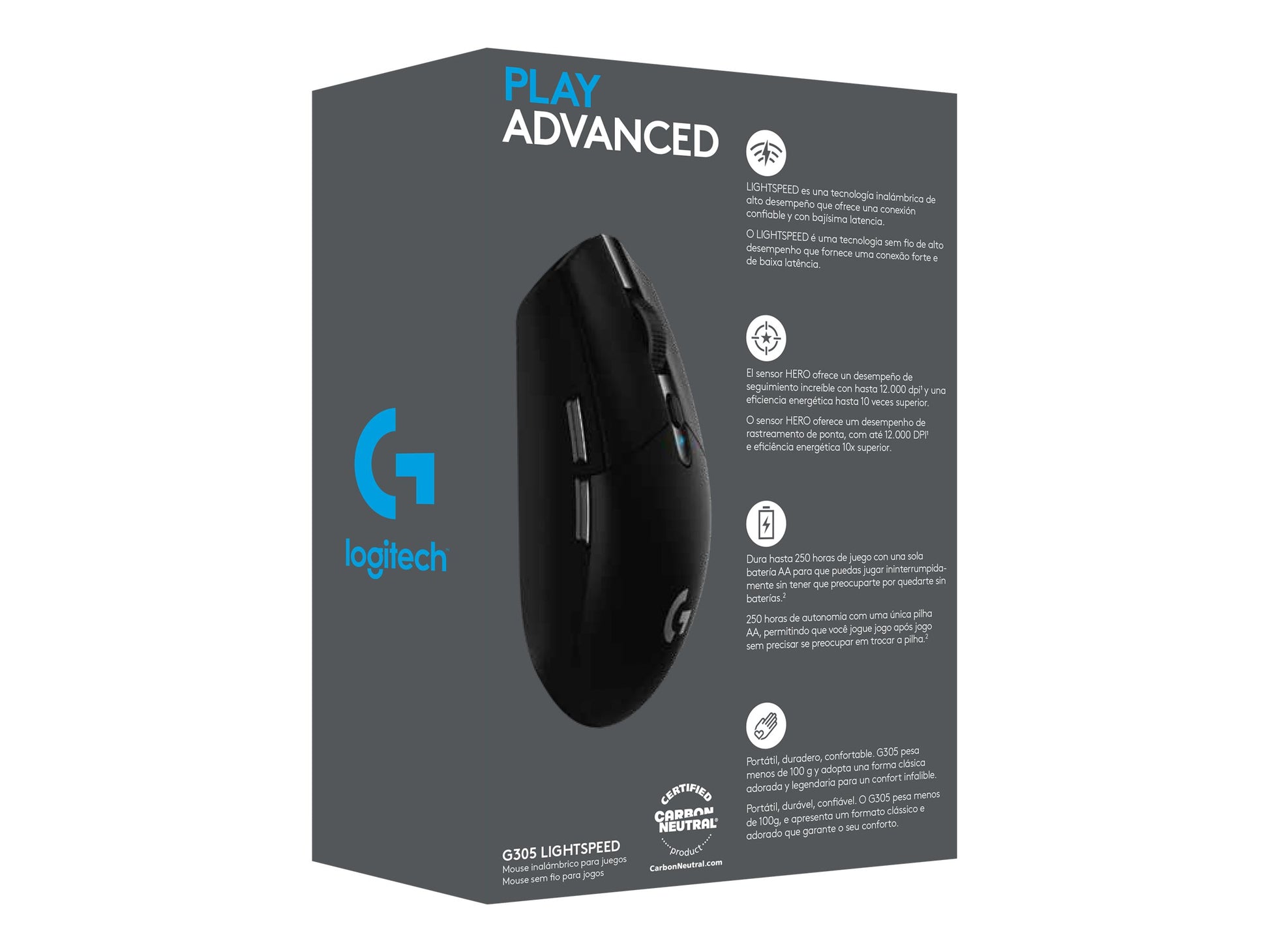 Logitech G G305 - Ratón - óptico - 6 botones - inalámbrico - 2.4 GHz - receptor inalámbrico USB - negro-1