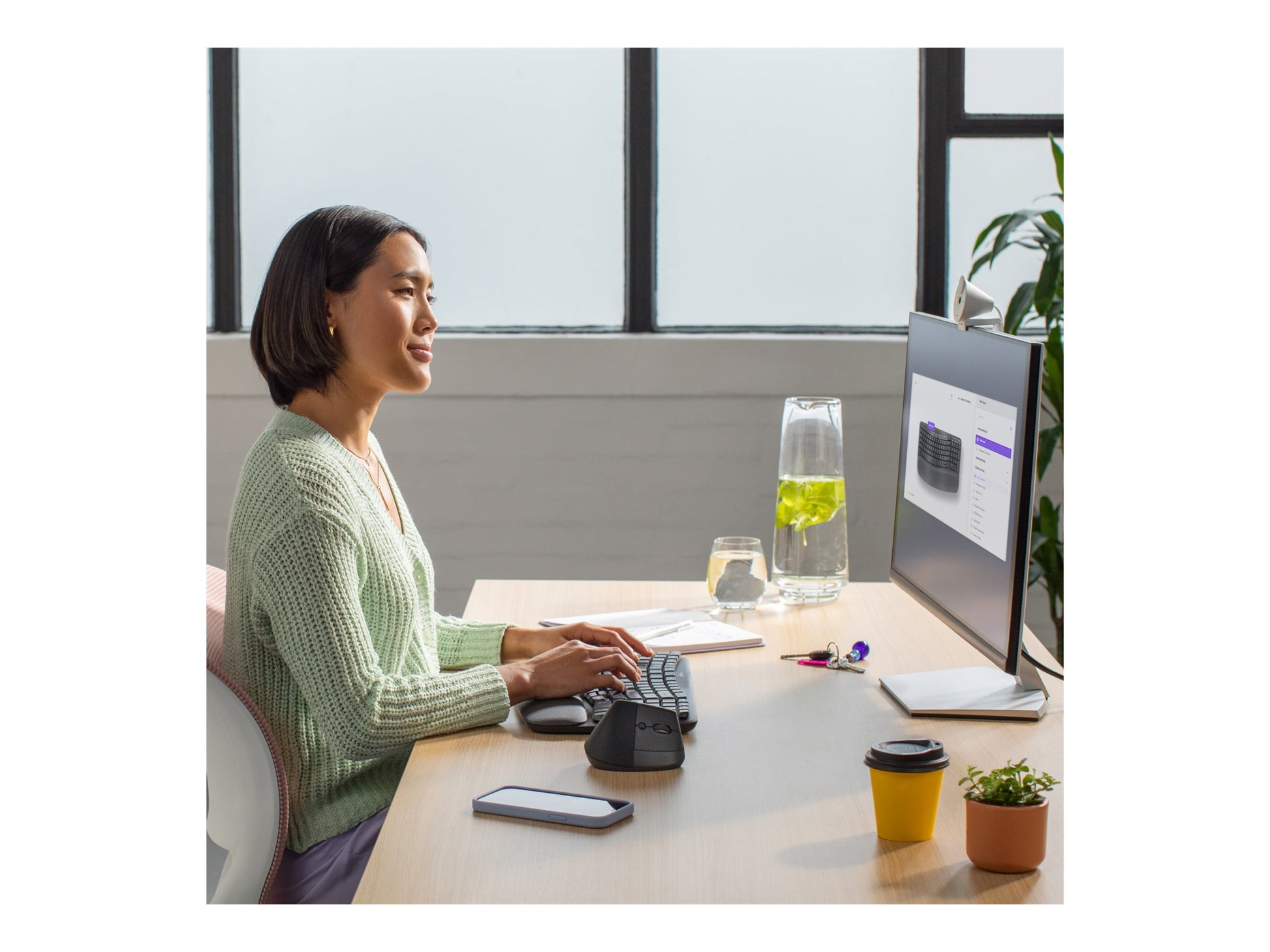 Logitech Ergo Series Wave Keys Wireless Ergonomic Keyboard with Cushioned Palm Rest, Graphite - Teclado - con reposamanos acolchado - inalámbrico - Bluetooth LE - grafito-14