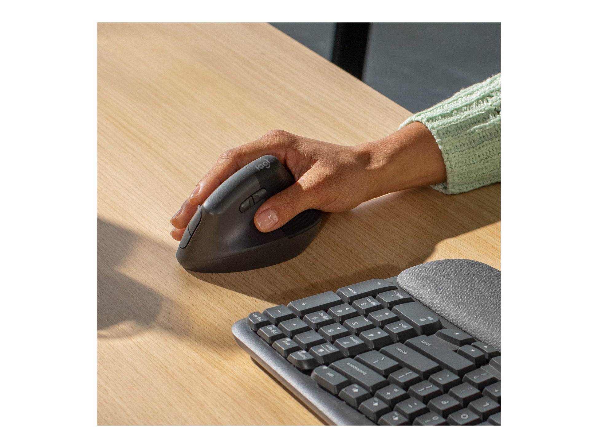 Logitech Ergo Series Wave Keys Wireless Ergonomic Keyboard with Cushioned Palm Rest, Graphite - Teclado - con reposamanos acolchado - inalámbrico - Bluetooth LE - grafito-3