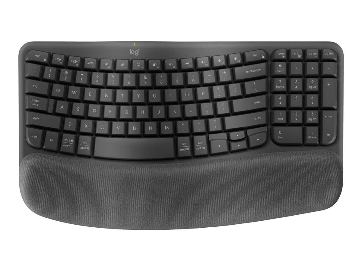 Logitech Ergo Series Wave Keys Wireless Ergonomic Keyboard with Cushioned Palm Rest, Graphite - Teclado - con reposamanos acolchado - inalámbrico - Bluetooth LE - grafito-10