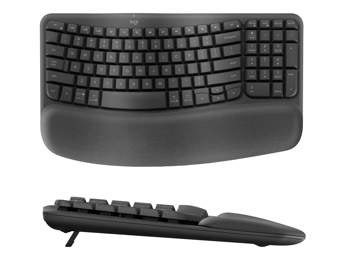 Logitech Ergo Series Wave Keys Wireless Ergonomic Keyboard with Cushioned Palm Rest, Graphite - Teclado - con reposamanos acolchado - inalámbrico - Bluetooth LE - grafito-16