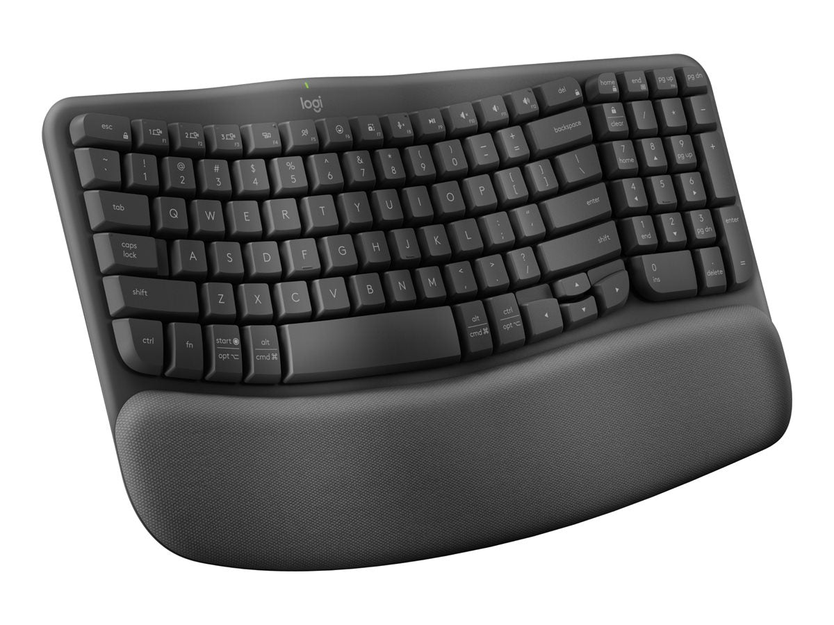 Logitech Ergo Series Wave Keys Wireless Ergonomic Keyboard with Cushioned Palm Rest, Graphite - Teclado - con reposamanos acolchado - inalámbrico - Bluetooth LE - grafito-9