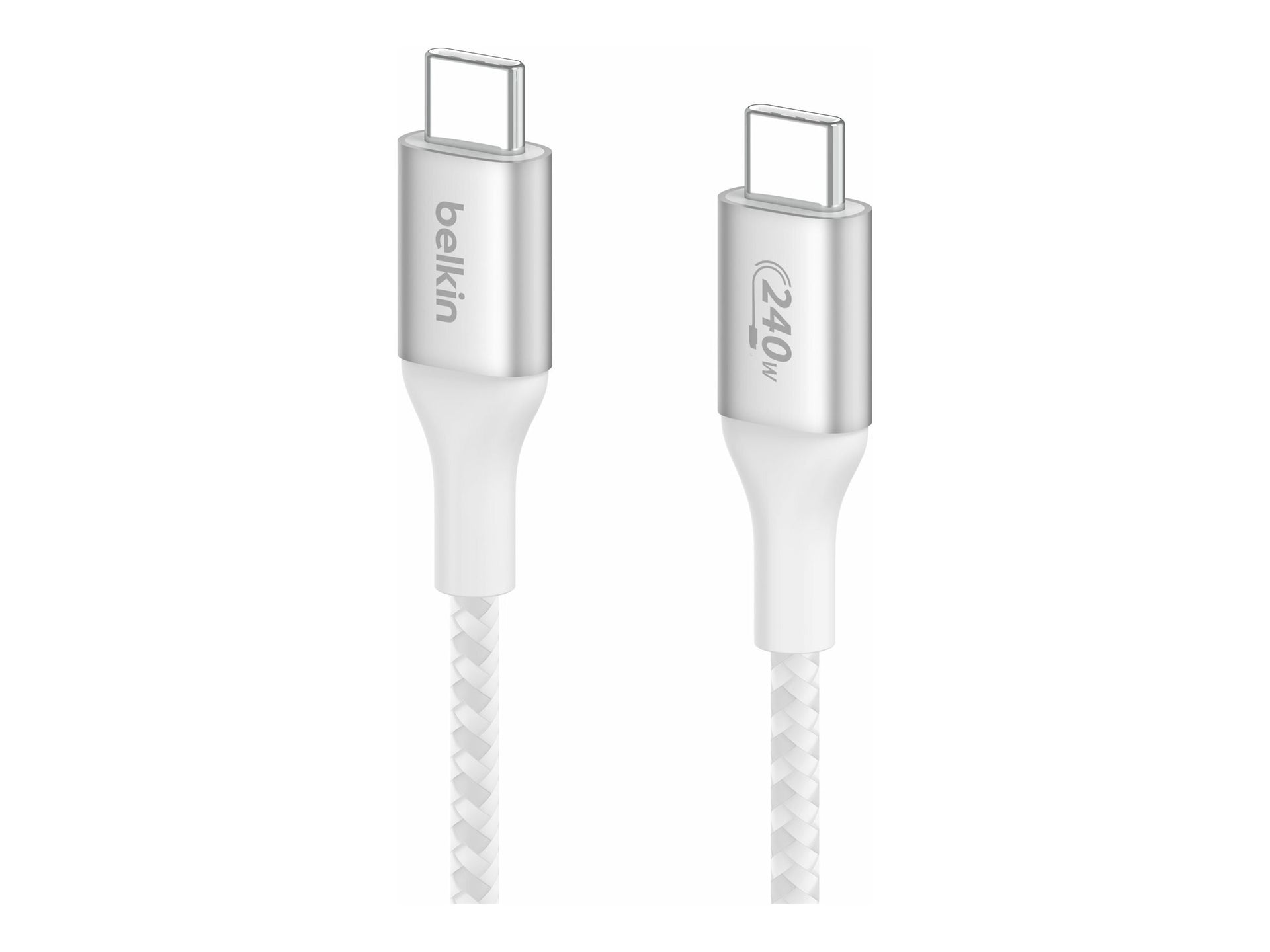Belkin BoostCharge - Cable USB - 24 pin USB-C (M) a 24 pin USB-C (M) - USB 2.0 - 2 m - compatible con hasta 240 W de potencia - blanco