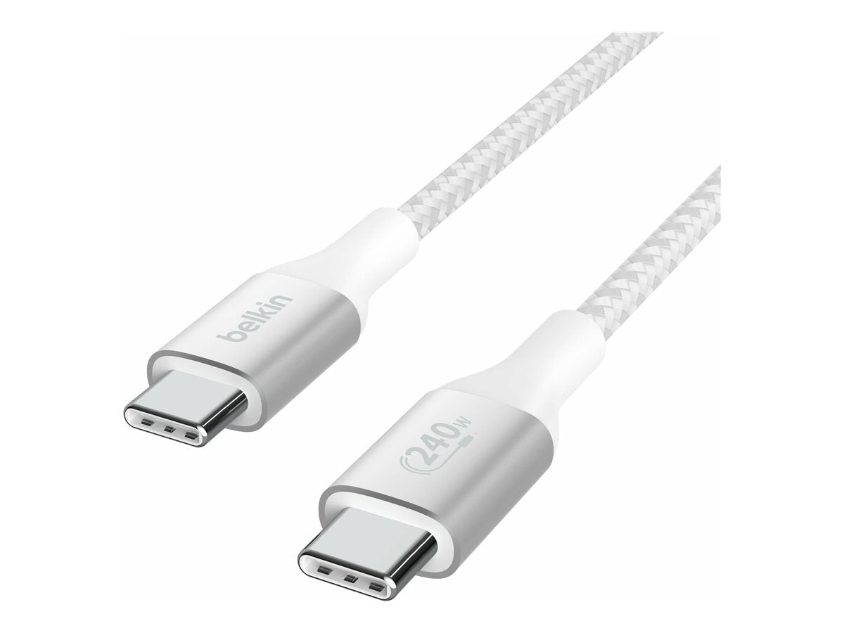 Belkin BoostCharge - Cable USB - 24 pin USB-C (M) a 24 pin USB-C (M) - USB 2.0 - 2 m - compatible con hasta 240 W de potencia - blanco-1