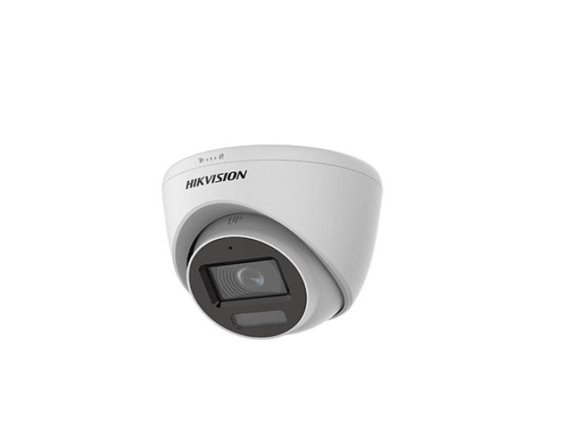 Hikvision 2MP Smart Hybrid Light Audio Indoor Fixed Turret Camera - switchable signals (TVI/AHD/CVI/CVBS?Audio with audio over coaxial cable - built-in mic  - Metal - Outdoor - fixed focal 2.8mm - DWDR - 1920 × 1080 - IP67 - 30M IR - 20M White light-1