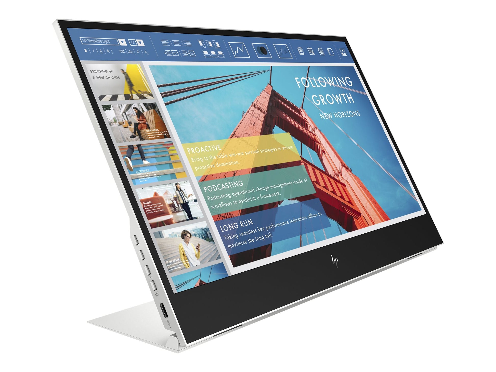 HP E14 G4 Portable - Monitor LED - 14" - portátil - 1920 x 1080 Full HD (1080p) @ 60 Hz - IPS - 400 cd/m² - 800:1 - 5 ms - 2xUSB-C - soporte plateado - para HP EliteBook 745 G5, 830 G5, 830 G6, 840 G5, 840 G6-8