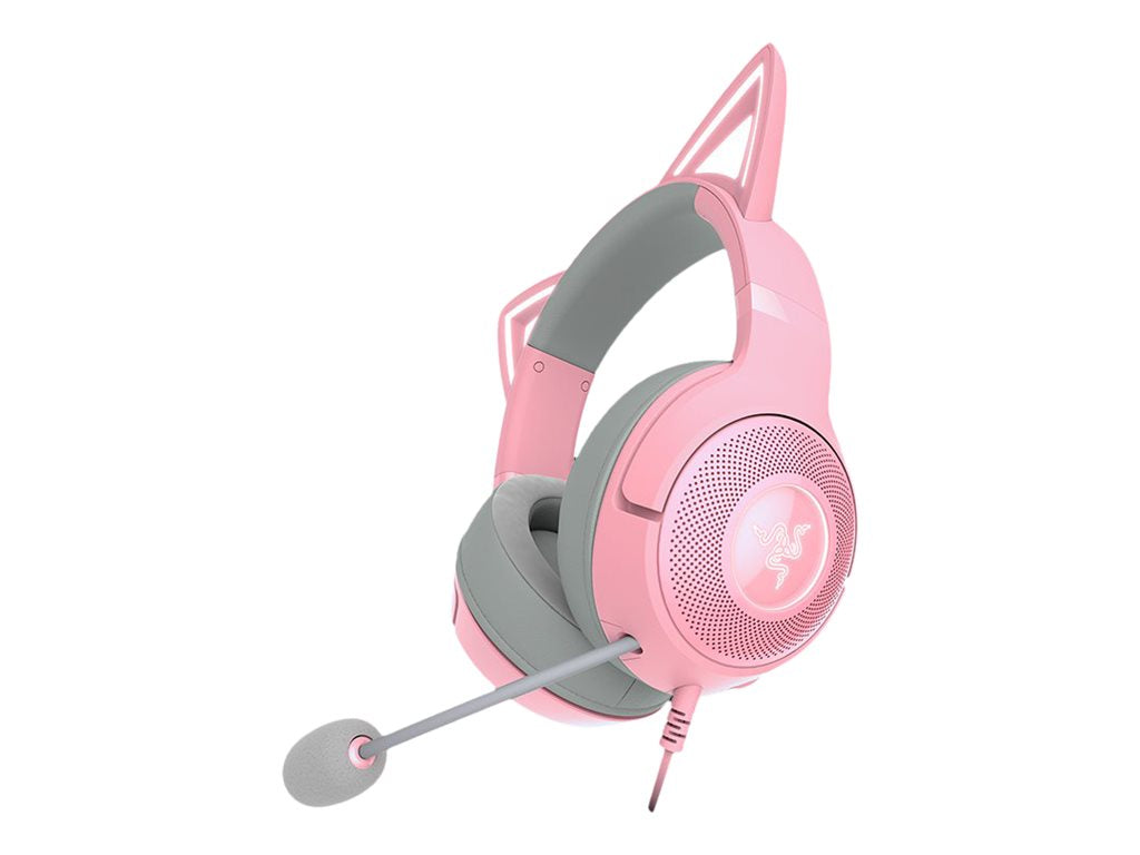 Razer Kraken Kitty V2 - Auricular - tamaño completo - cableado - USB - aislamiento de ruido - cuarzo-14