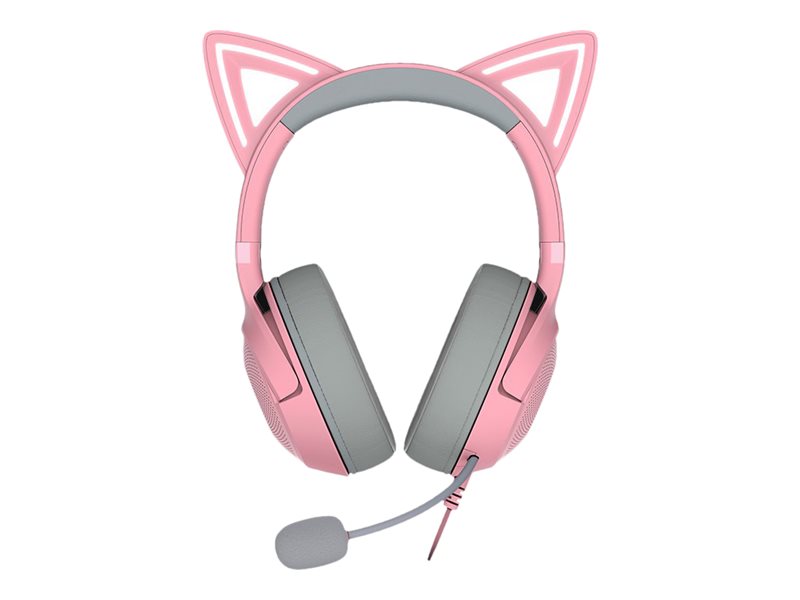 Razer Kraken Kitty V2 - Auricular - tamaño completo - cableado - USB - aislamiento de ruido - cuarzo-11