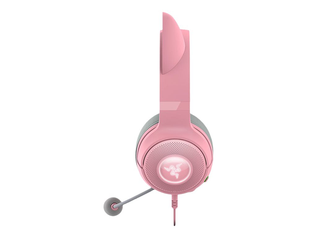 Razer Kraken Kitty V2 - Auricular - tamaño completo - cableado - USB - aislamiento de ruido - cuarzo