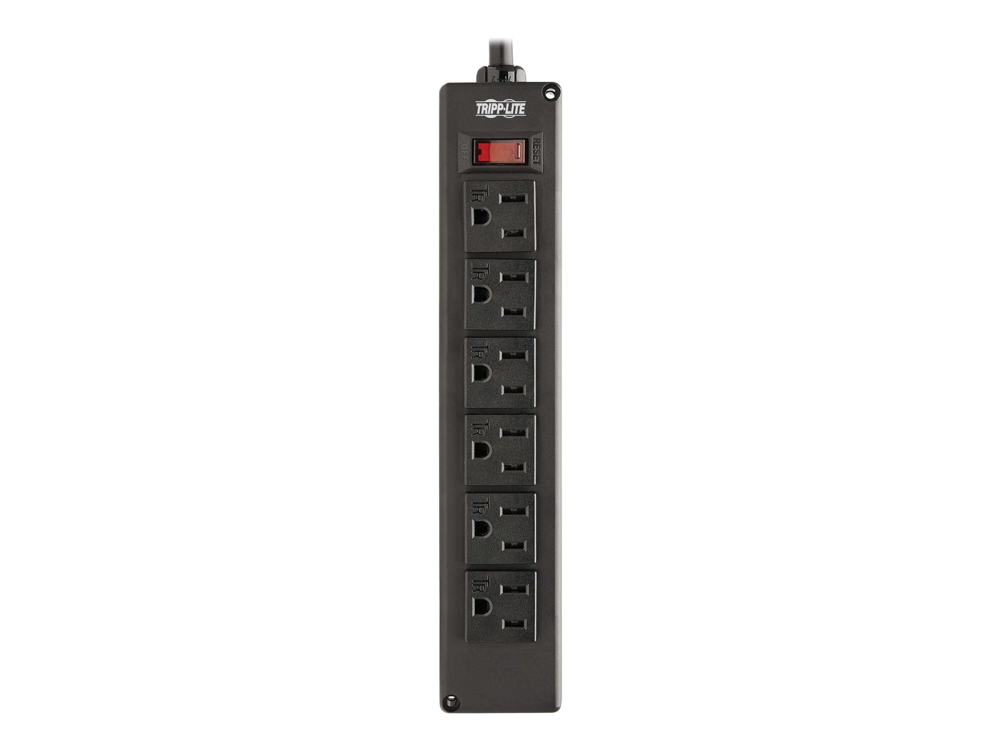 Eaton Tripp Lite Series Safe-IT 6-Outlet Surge Protector - 10 ft. Spiral Cord, 5-15P Plug, 300 Joules, Antimicrobial Protection, Black - Protector contra sobretensiones - 15 A - CA 120 V - conectores de salida: 6 - 3.05 m cable - negro-1