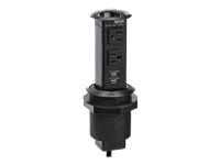 Eaton Tripp Lite Series Power It! 2-Outlet Pop-Up Power and Charging Dock - 2x USB-A, 6 ft. Cord, Antimicrobial Protection, Black - Banda de potencia (emergente) - 15 A - CA 120 V - input: NEMA 5-15P - conectores de salida: 4 (2 de NEMA 5-15R, 2 x USB) -