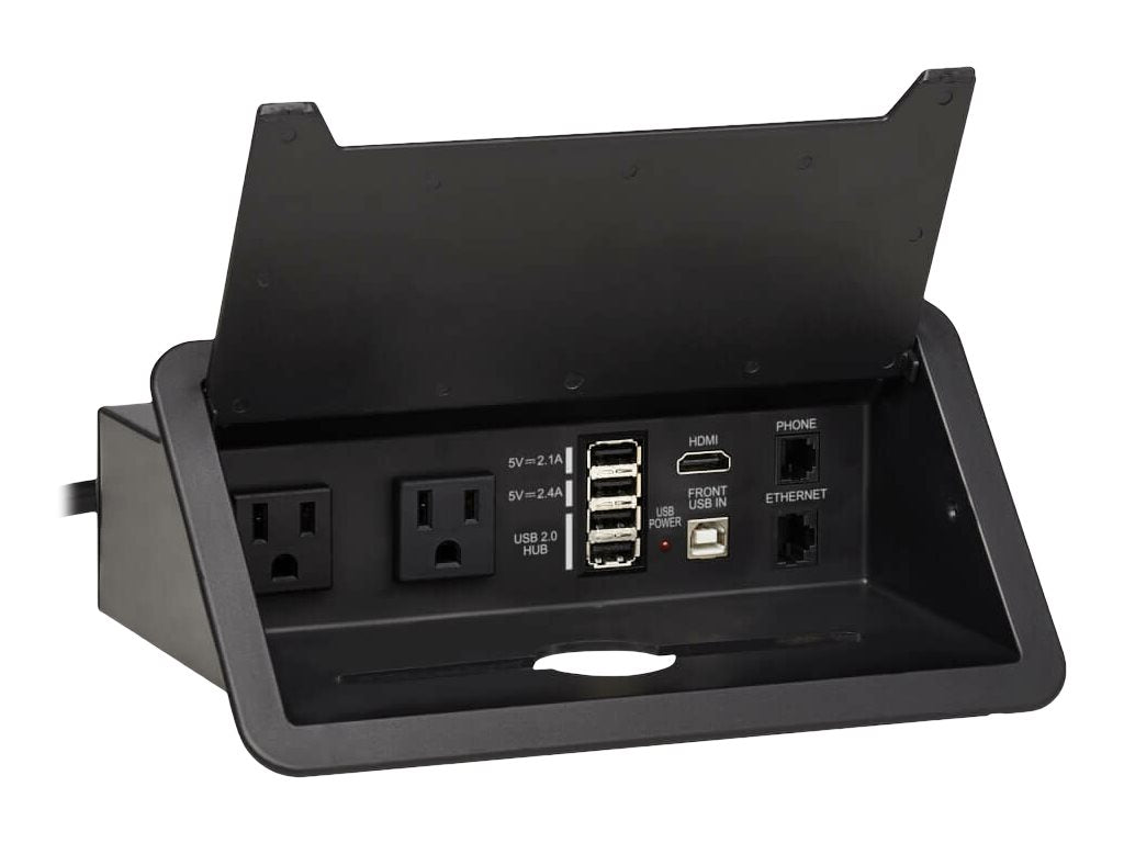 Eaton Tripp Lite Series Power It! - Banda de potencia (montable en superficie) - 15 A - CA 120 V - input: NEMA 5-15P - conectores de salida: 2 (2 de NEMA 5-15R, 4 x USB) - 3.05 m cable - negro-10