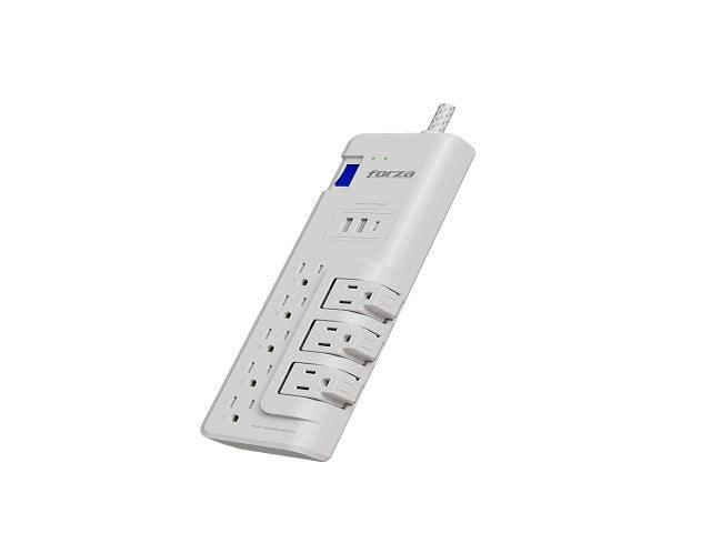 Forza - Surge protector - AC 110/220 V - 8 Tomas de Corriente - 3-ROT 2USB-A/1C 6FT-2