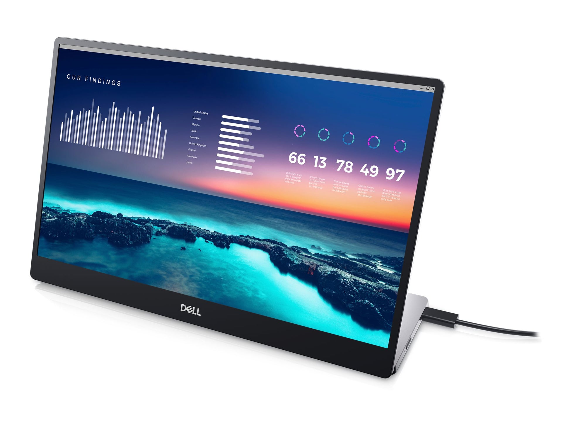 Dell P1424H - Monitor LED - 14" - portátil - 1920 x 1080 Full HD (1080p) - IPS - 300 cd/m² - 700:1 - 6 ms - 2xUSB-C - BTO - con 3 años de servicio de intercambio avanzado y garantía de hardware limitada-1