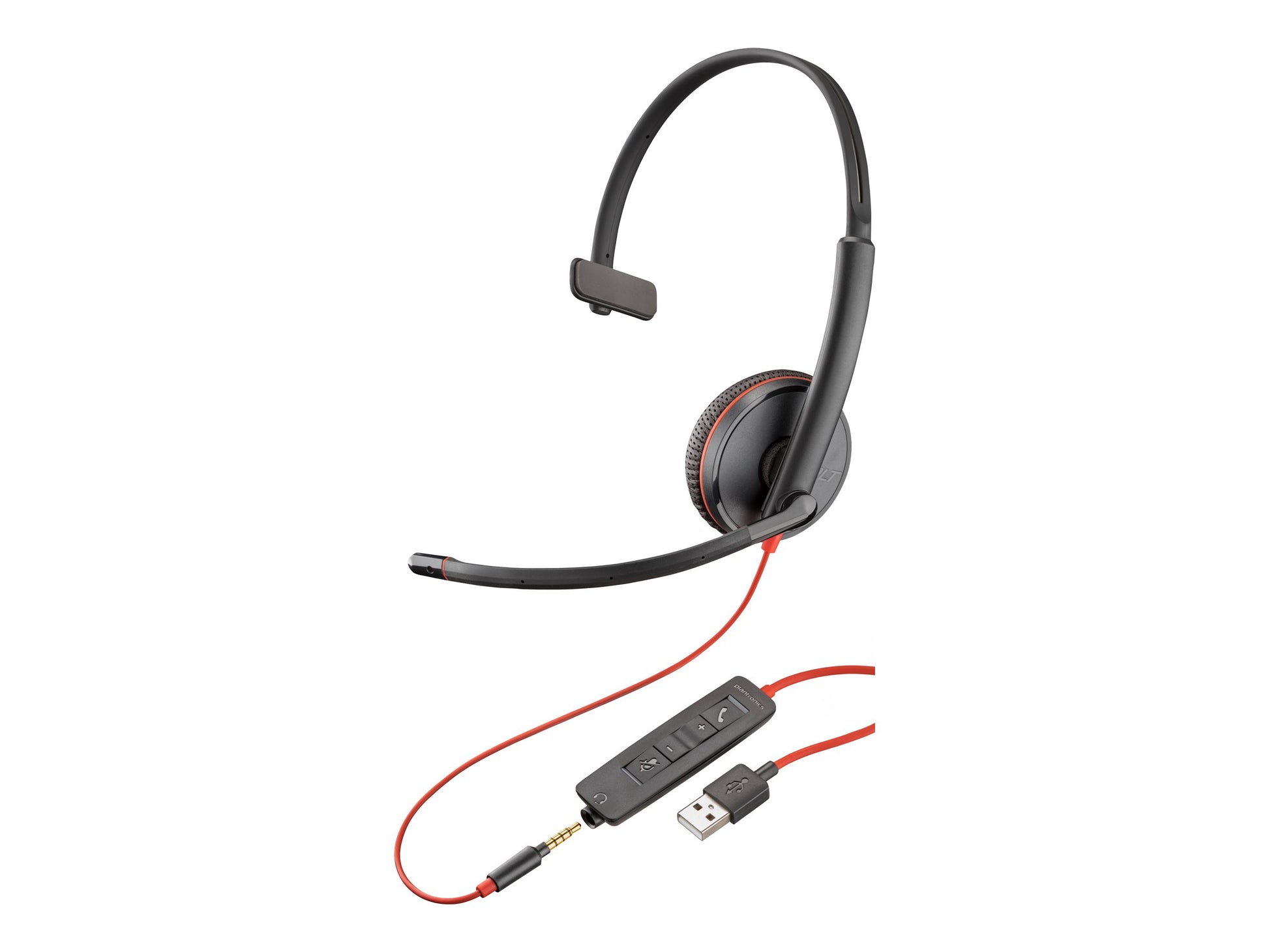 Poly Blackwire 3215 - Blackwire 3200 Series - auricular - en oreja - cableado - USB-A, conector de 3,5 mm - negro - Certificado por Skype, certificado con Cisco Jabber, Certificado por Avaya-4