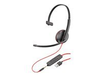 Poly Blackwire 3215 - Blackwire 3200 Series - auricular - en oreja - cableado - USB-A, conector de 3,5 mm - negro - Certificado por Skype, certificado con Cisco Jabber, Certificado por Avaya-1