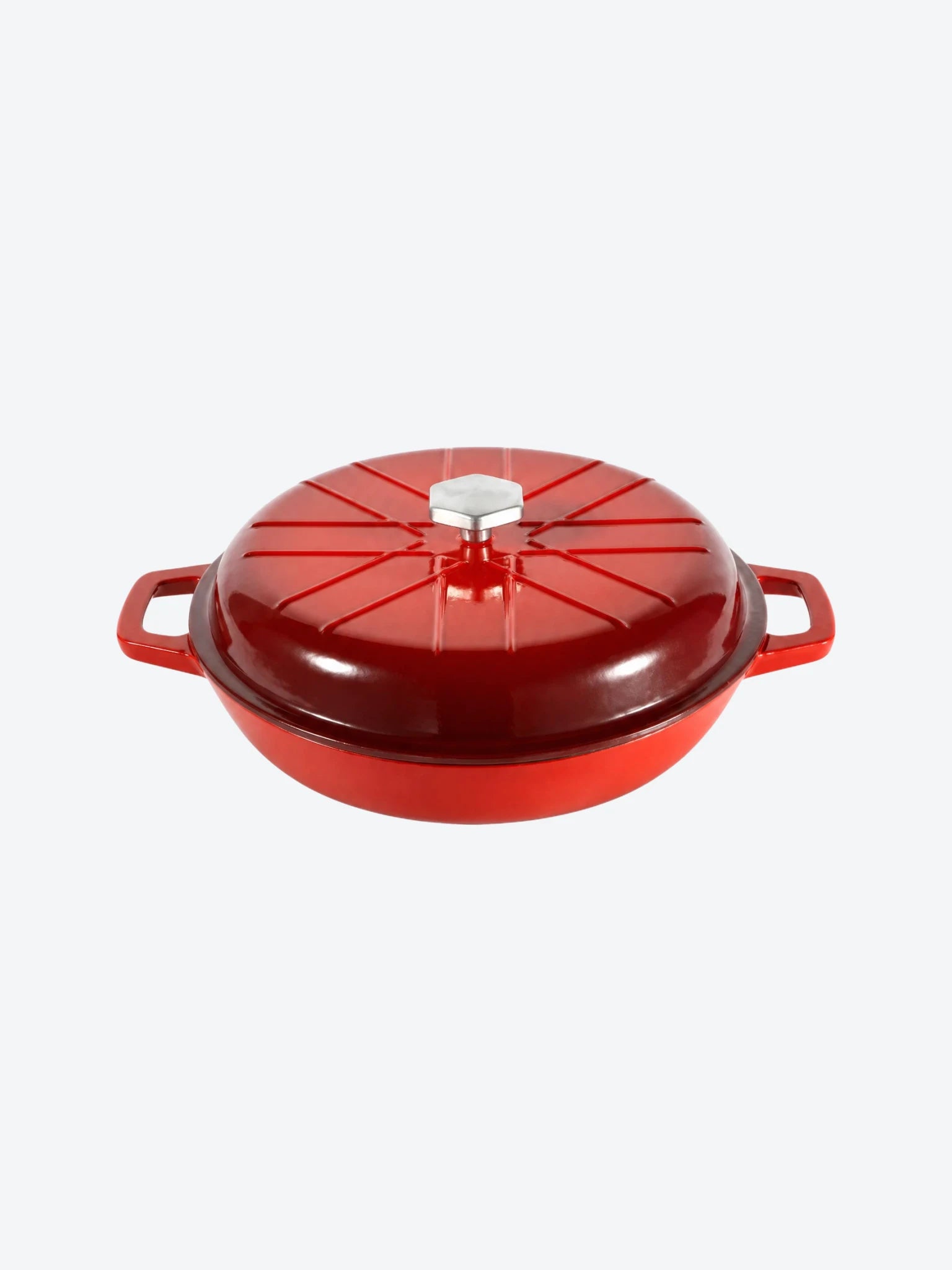 Olla Baja con Tapa Picca Forno 30" cm Hierro Funfido Color Rojo