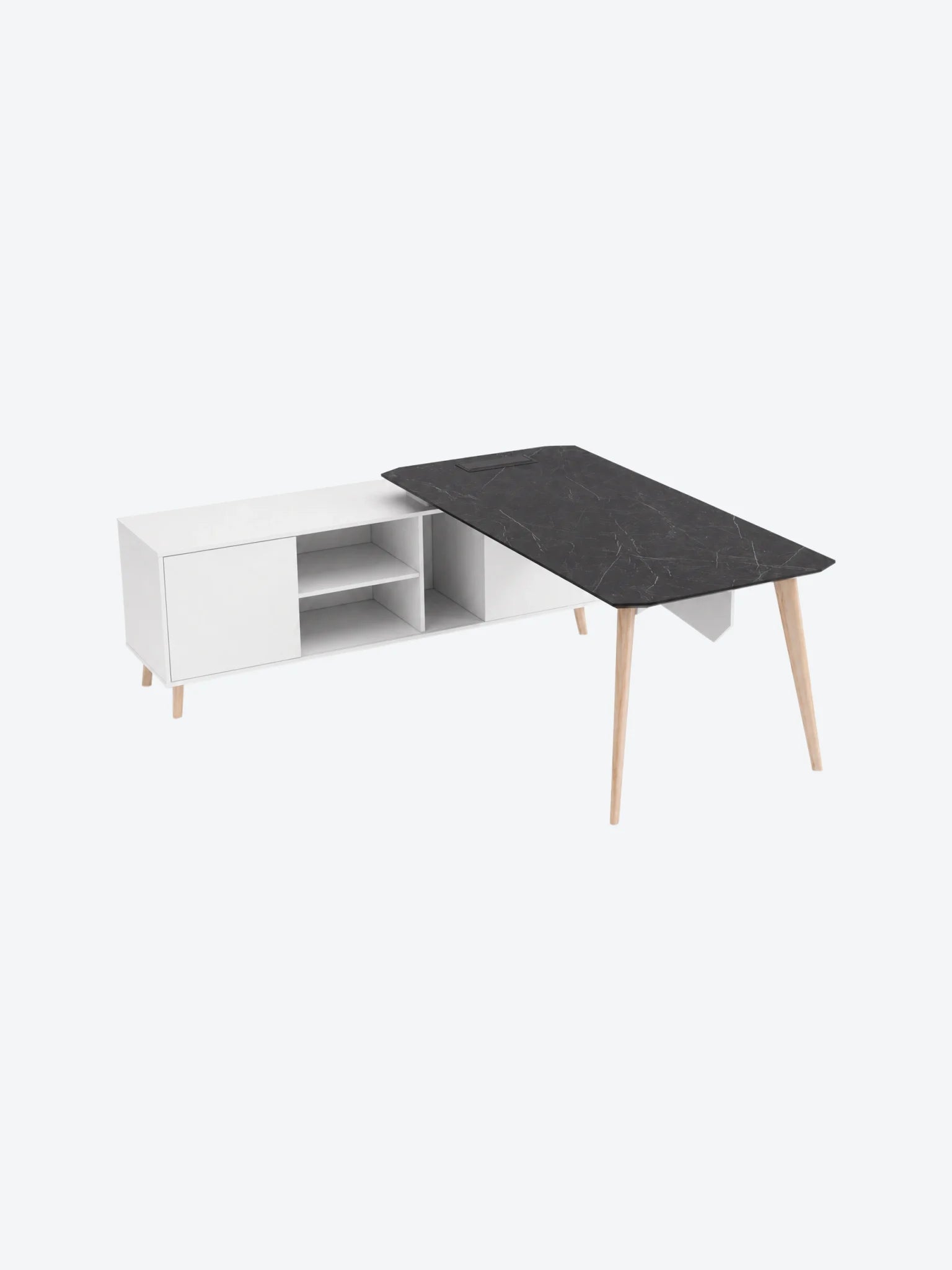 Escritorio Ejecutivo Reco BT-C01 Gabinete Izquierdo Color Blanco con Negro-1